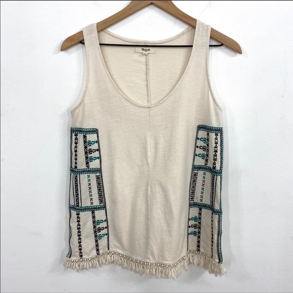 Madewell Boho Fringe Embroidered Top (S)